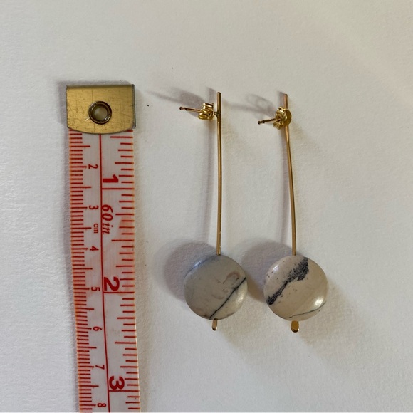 Baleen Gold and Cream Marble Drop Earrings - Picture 4 of 4